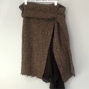 RARE! David Bitton Tweed and Gauze Wrap Skirt